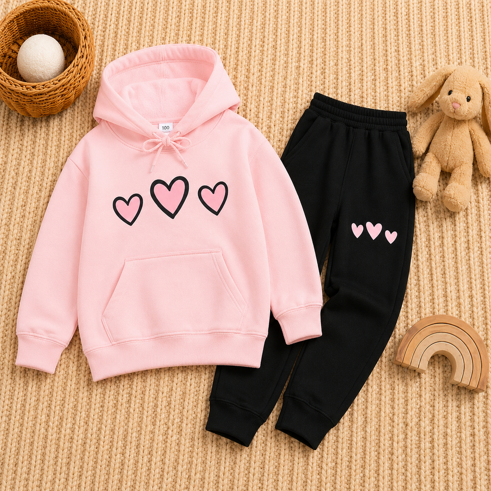 Conjunto Moletom Infantis Kit Blusa Calça  Lazer Inverno Canguru  Bolso Touca Dia a Dia criança