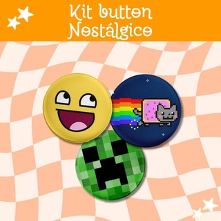 kit 3 buttons nostálgicos jogos antigos 4,5cm