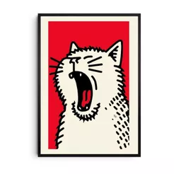 Quadro Karma Is A Cat Minimalista Preto e Branco | Poster Gato Decorativo Moderno | Arte Tipográfica Estilo Tumblr | Dec