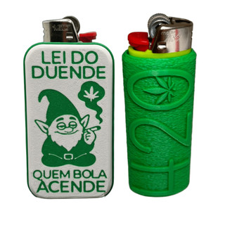 Capa de Isqueiro - Lei do Duende, 4:20, Erva, BIC Maxi, Temática Erva