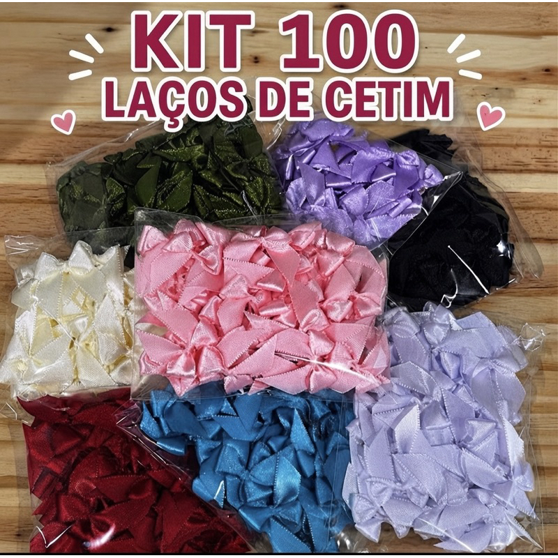 100 Laços de Cetim Nº 2 para Artesanato, Lembrancinhas, Embalagens e Presentes