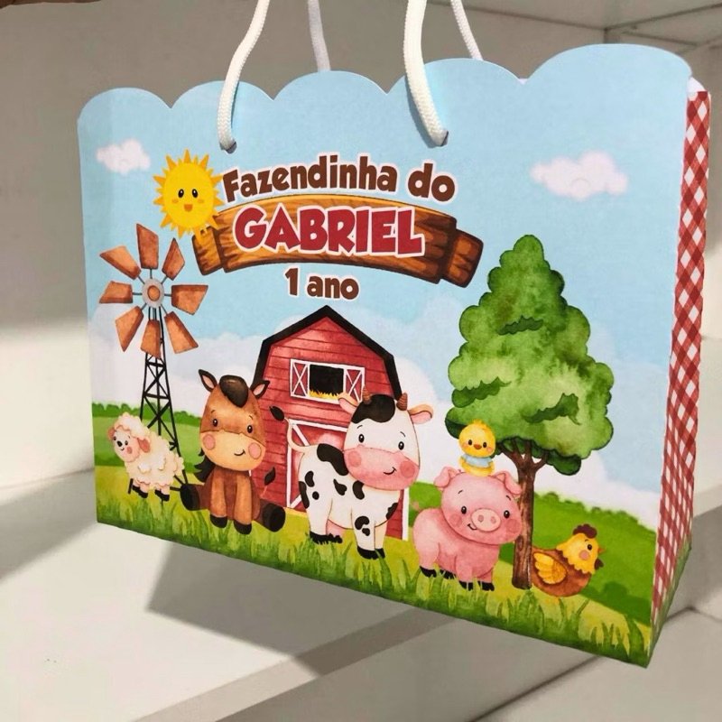 Sacolinha G - Fazendinha - Lembrancinha - Festa infantil - Aniversário - Personalizada