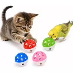 Kit 4, 8 ou 12 Bolinhas com Guizo para Gatos Brinquedo Interativo Colorido Pet