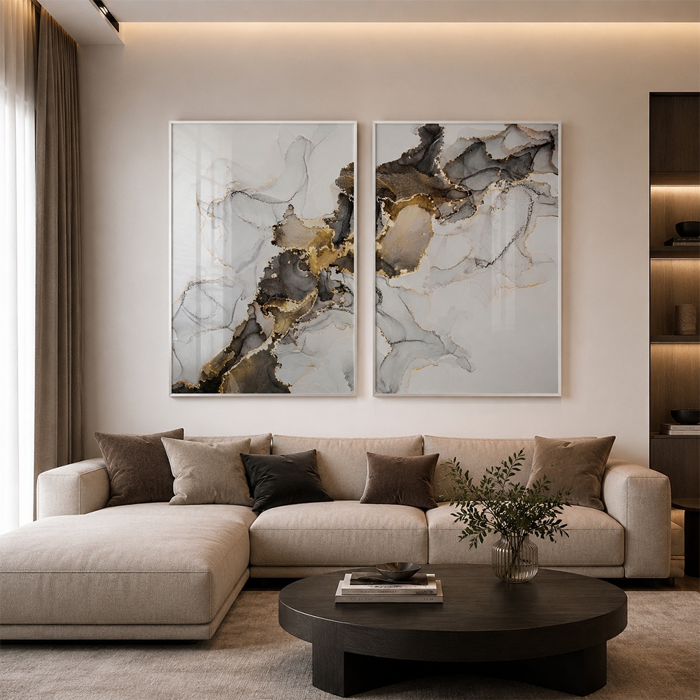 Quadro Decorativo Abstrato Mármore Moderno 2 Telas Sala Quarto Escritorio · foto 2