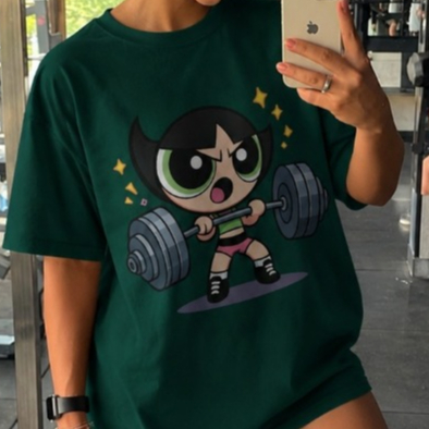 Camiseta Estampada Docinho Camisa Slim 100% Algodão Estampa Meninas Super Poderosas Ideal Academia