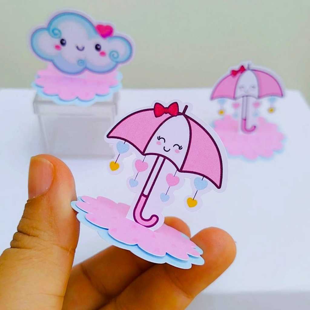 Kit Aplique 3D, 10, 20, 30 ou 40 und. Tag CHUVA DE AMOR Personalizados Lembrancinhas Festa infantil | Aniversário