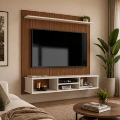 Painel Ripado para TV até 50 polegadas com nicho ideal sala quarto suporte estante