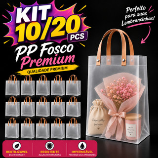 10/20 Sacolas de Presente PP Fosco com Alças Reforçadas para Presentes Festas e Lembrancinhas