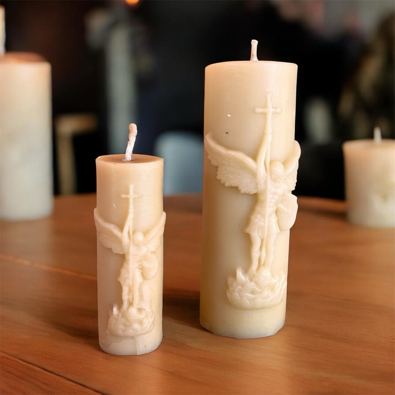 Vela de Cera de Abelha 100 natural São Miguel Arcanjo | Quaresma de São Miguel | Vela Devocional para Oração e Altar