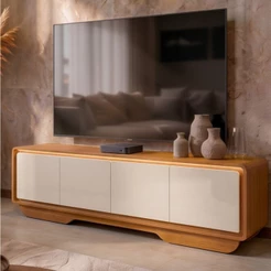 Rack Arcus Para Tv até 75 Polegadas Organico Cantos Arredondado Com Led 180 cm