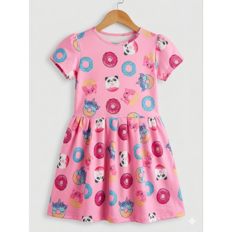 vestido infantil de menina vestido donuts panda