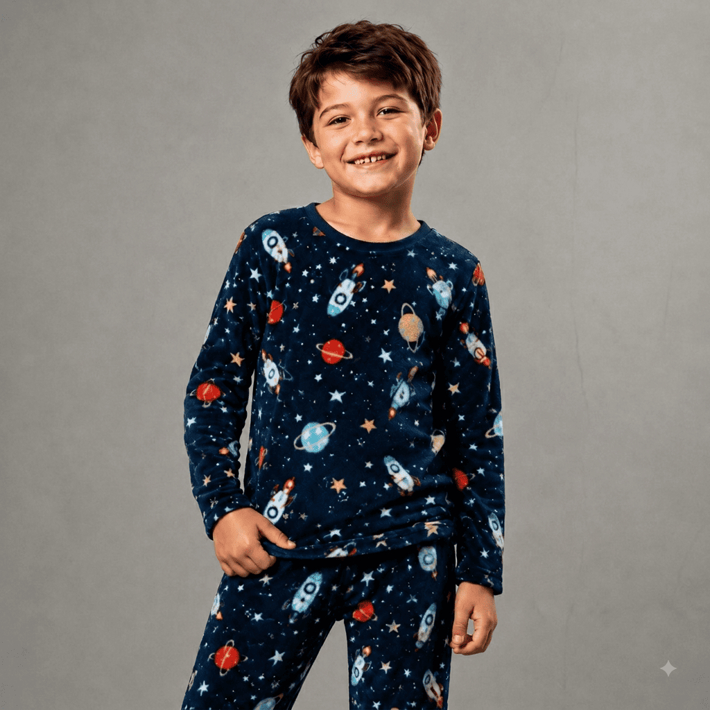 Pijama Conjunto Infantil Peluciado Quentinho Reforçado Confortavel Criança 2 a 8 Anos Inverno Fleece Plush