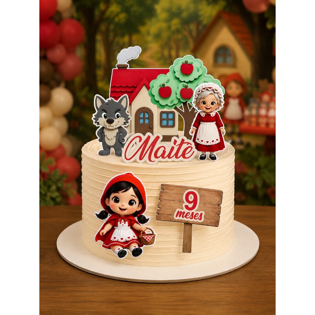 TOPO DE BOLO -PERSONALIZADO-ANIVERSÁRIO-MÊSVERSÁRIO-- INFANTIL-CHAPEUZINHO VERMELHO