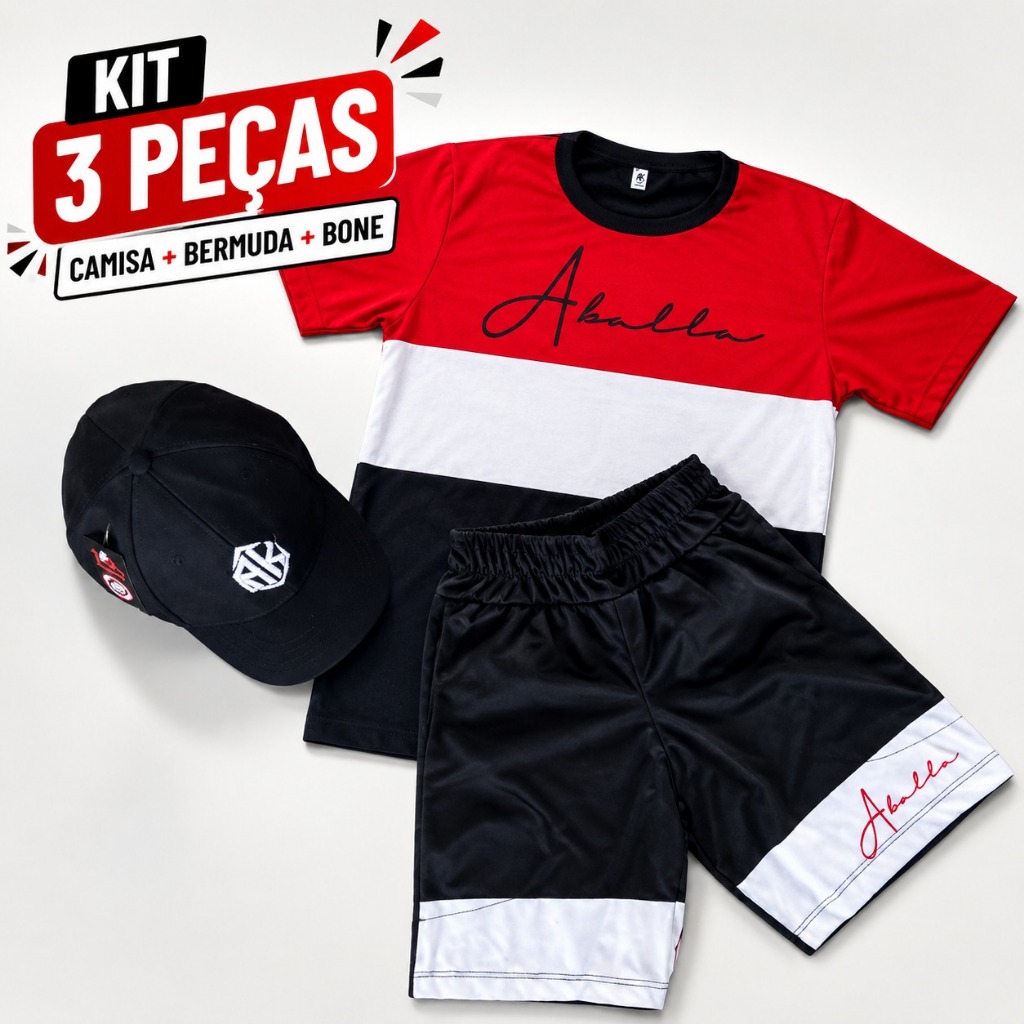 Conjunto Infanto Juvenil Moda Infantil Masculina Camiseta e Bermuda e Boné Verão Veste 4 6 8 10 12 14 anos 2025