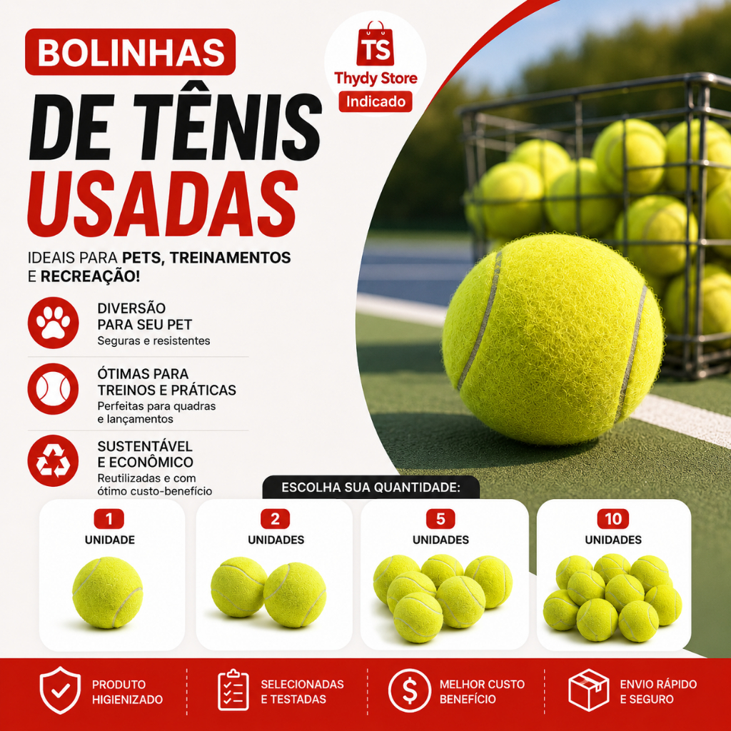 Bolas de Tênis higienizadas - Para Pets/Esportes | Econômicas, Boa Qualidade