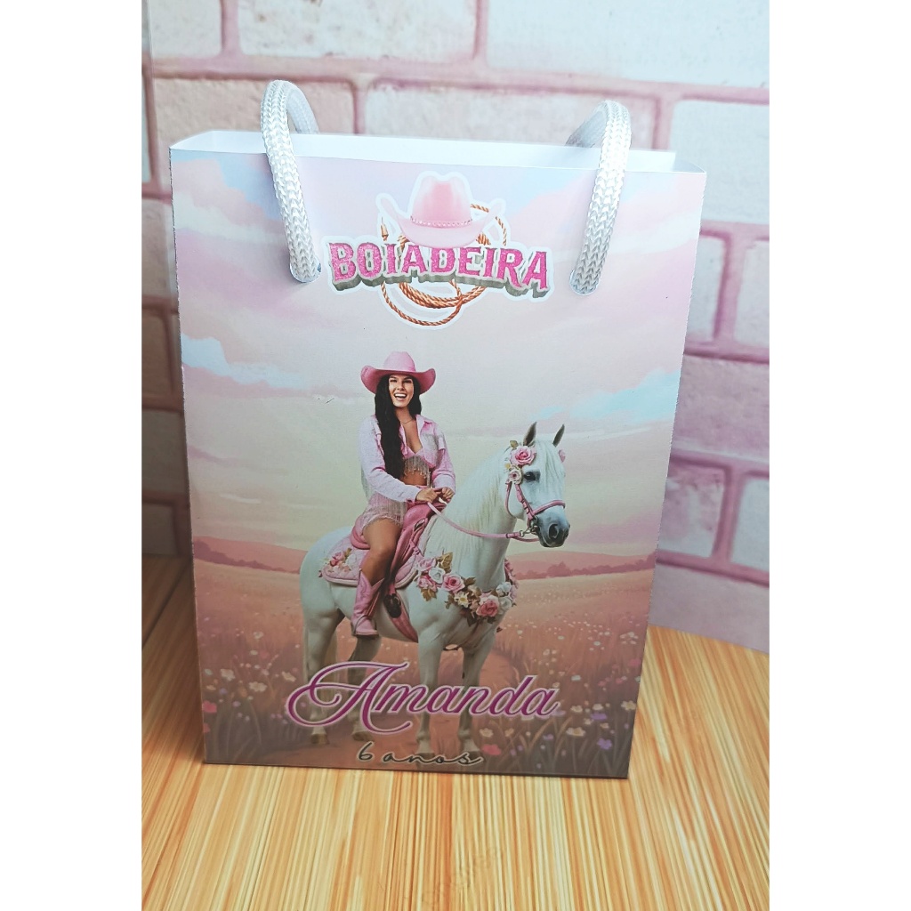 Sacola Sacolinha Personalizada lembrancinha aniversario Boiadeira Ana Castela
