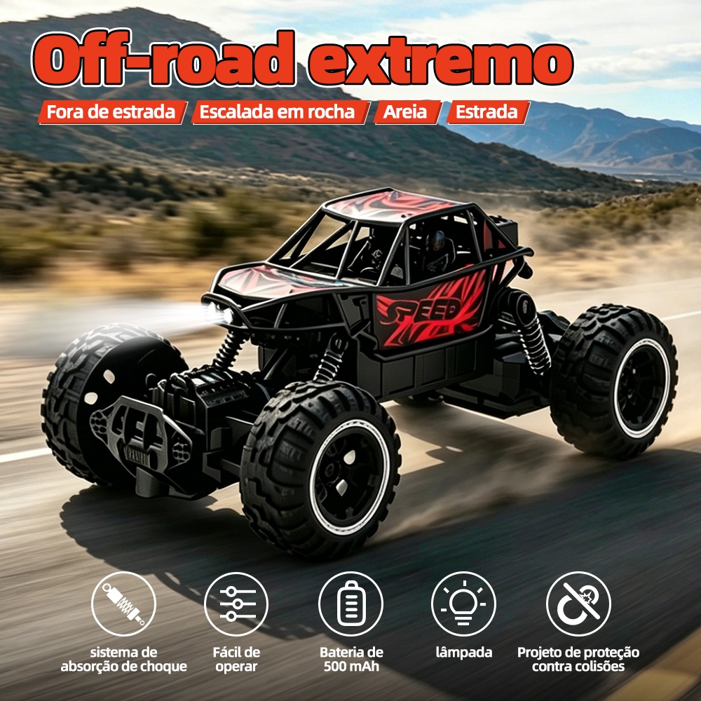 Carrinho Controle Remoto Recarregável 4x4 Off Road Infantil