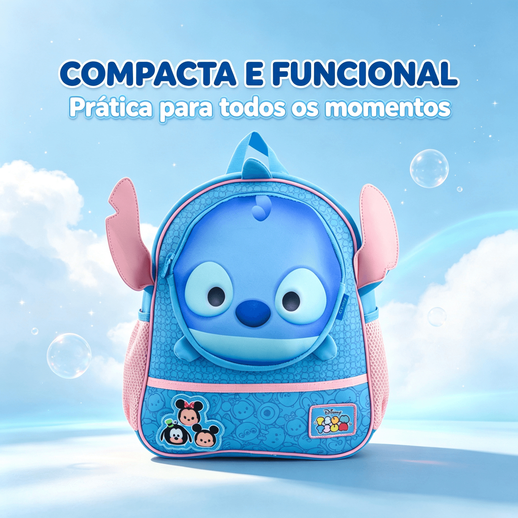 Mochila Disney Lilo Stitch Pequena 4 Litros Compacta Leve Escolar Trabalho Viage