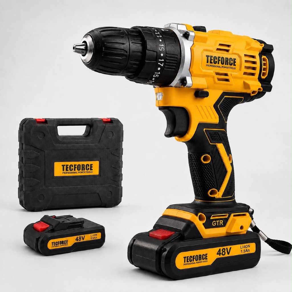 Parafusadeira Furadeira 48V Sem Fio 2 Baterias Kit Completo com Maleta e Brocas