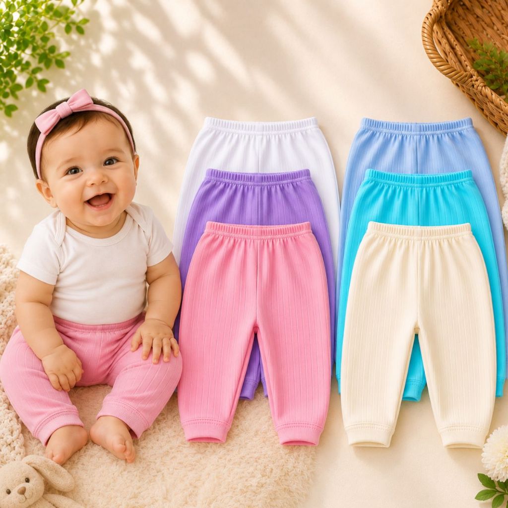 Kit 3 Mijão Bebê Canelado Culote Macio Confortável Premium Várias Cores Calça Sem Pé Cores Lisas Menina e Menino