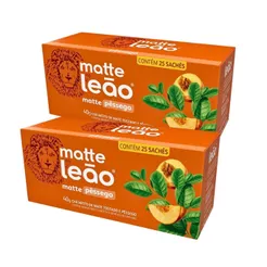 Kit 2un Chá Matte Pêssego Leão 25 Sachês