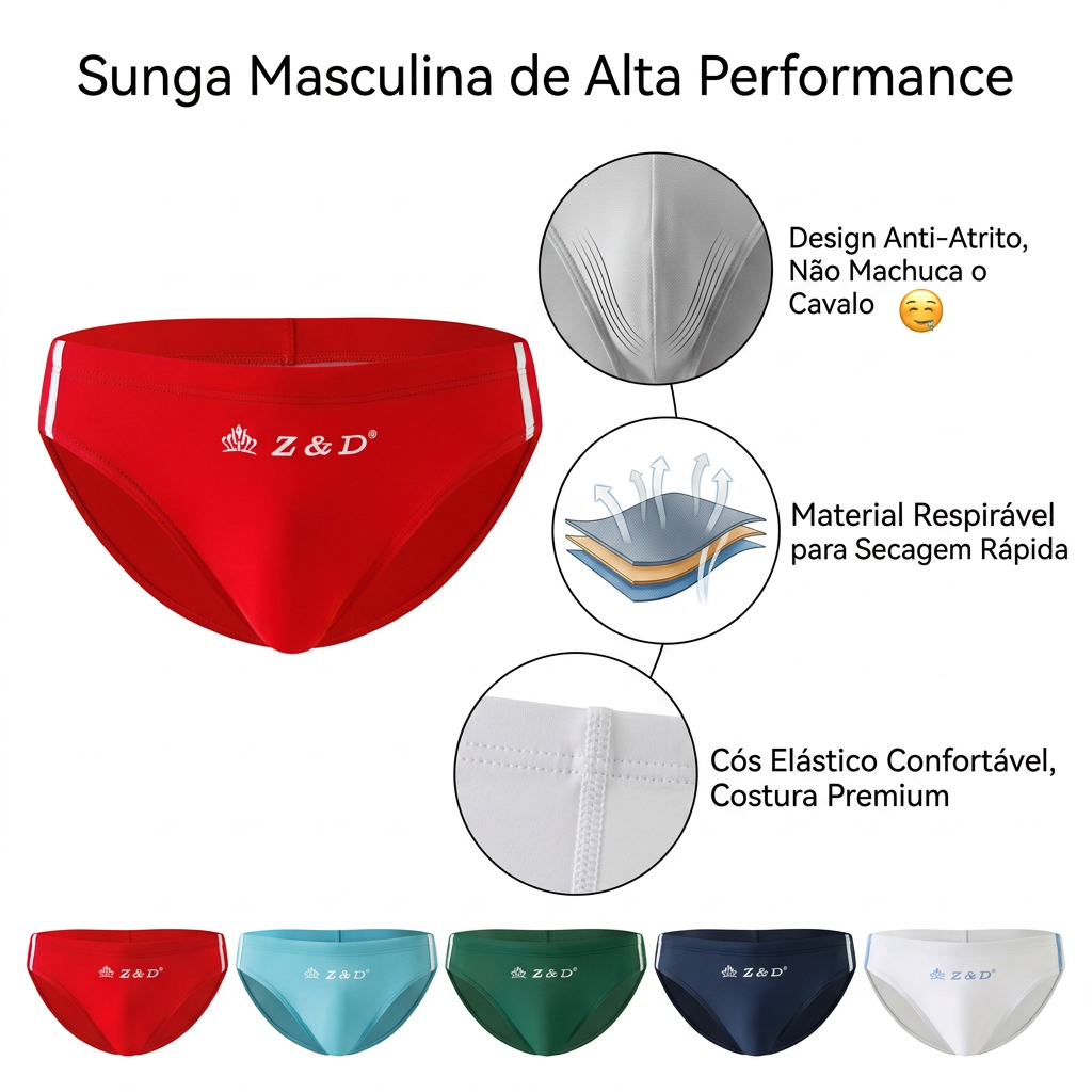 Z&D Lingerie Sungas Masculinas  Briefs Cintura Baixa Simples Respirável Apertada