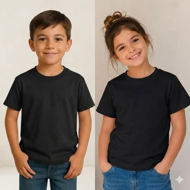 Camiseta Infantil Básica Lisa Unissex 100% Algodão Fio 30.1 Blusa Menino Menina Casual Dia a Dia Confortável Atacado