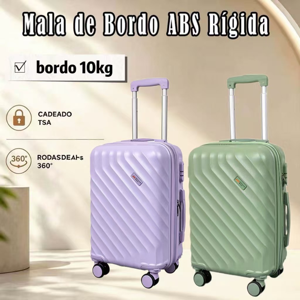 Mala De Bordo Viagem 10kg Padrão ANAC Fibra Rígida Rodas 360 Removíveis Avião Com Cadeado