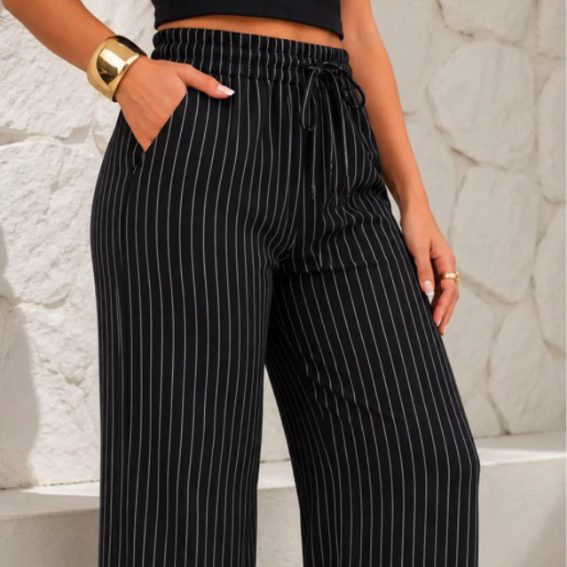 Calça Duna Social Listrada Risca de Giz Feminina – M G GG — imagem 1
