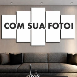 Quadro Personalizado com Sua Foto Mosaico 5 Peças 80x50cm Sala e Quarto