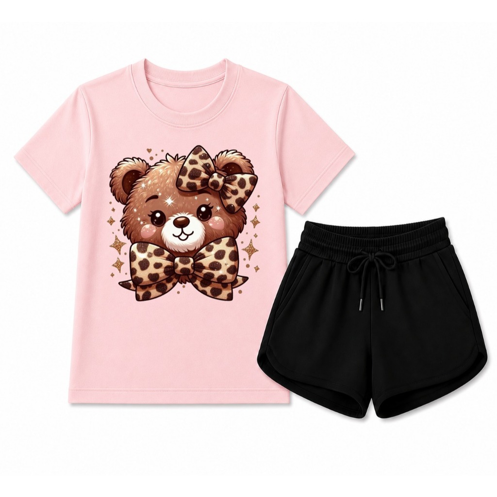 Conjunto Infantil Menina Camiseta e Short Moletinho Leve Confortavel Estiloso