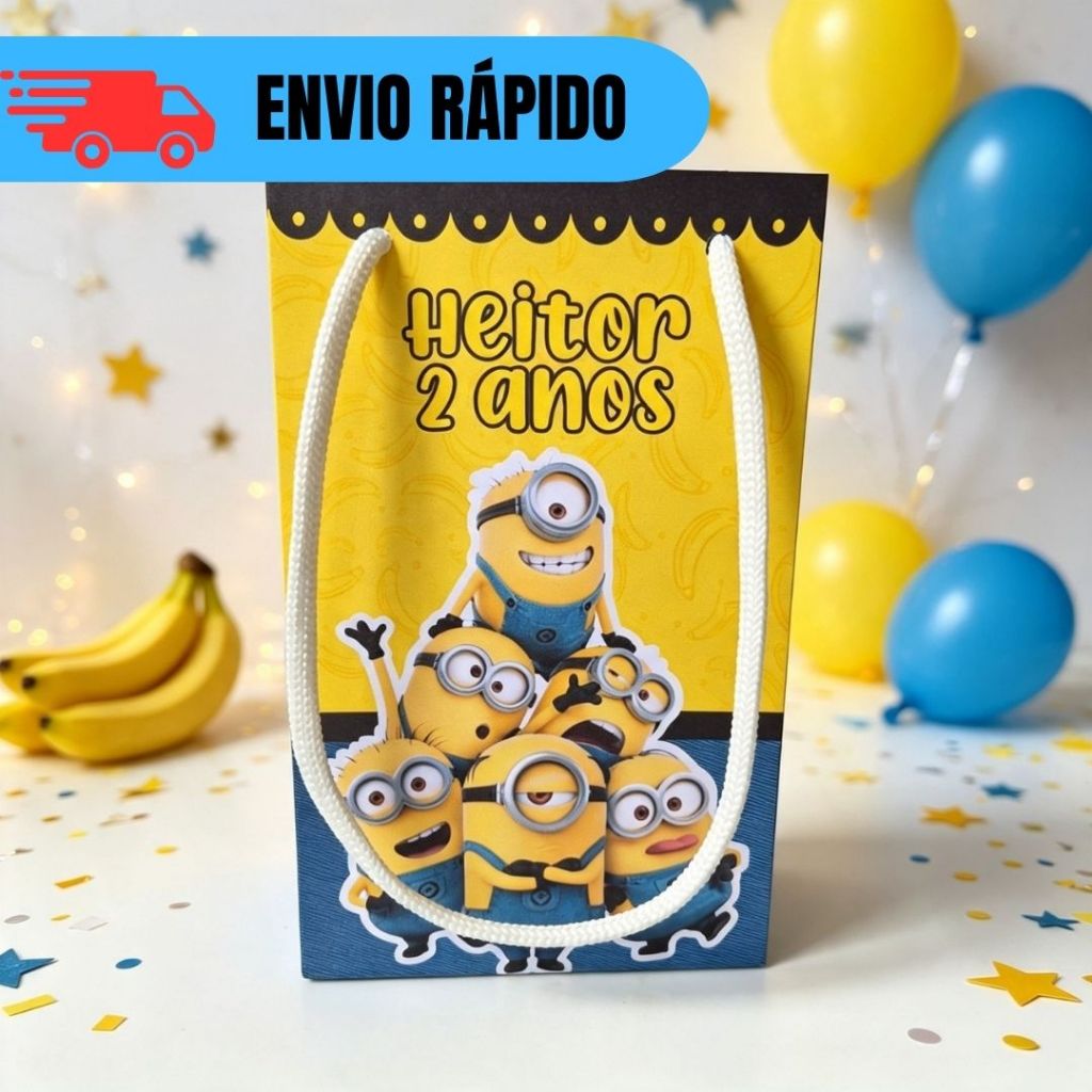 ENVIO RAPIDO Kit 10 a 30 Sacolinhas Personalizada Minions Lembrancinhas Festa Infantil Aniversário