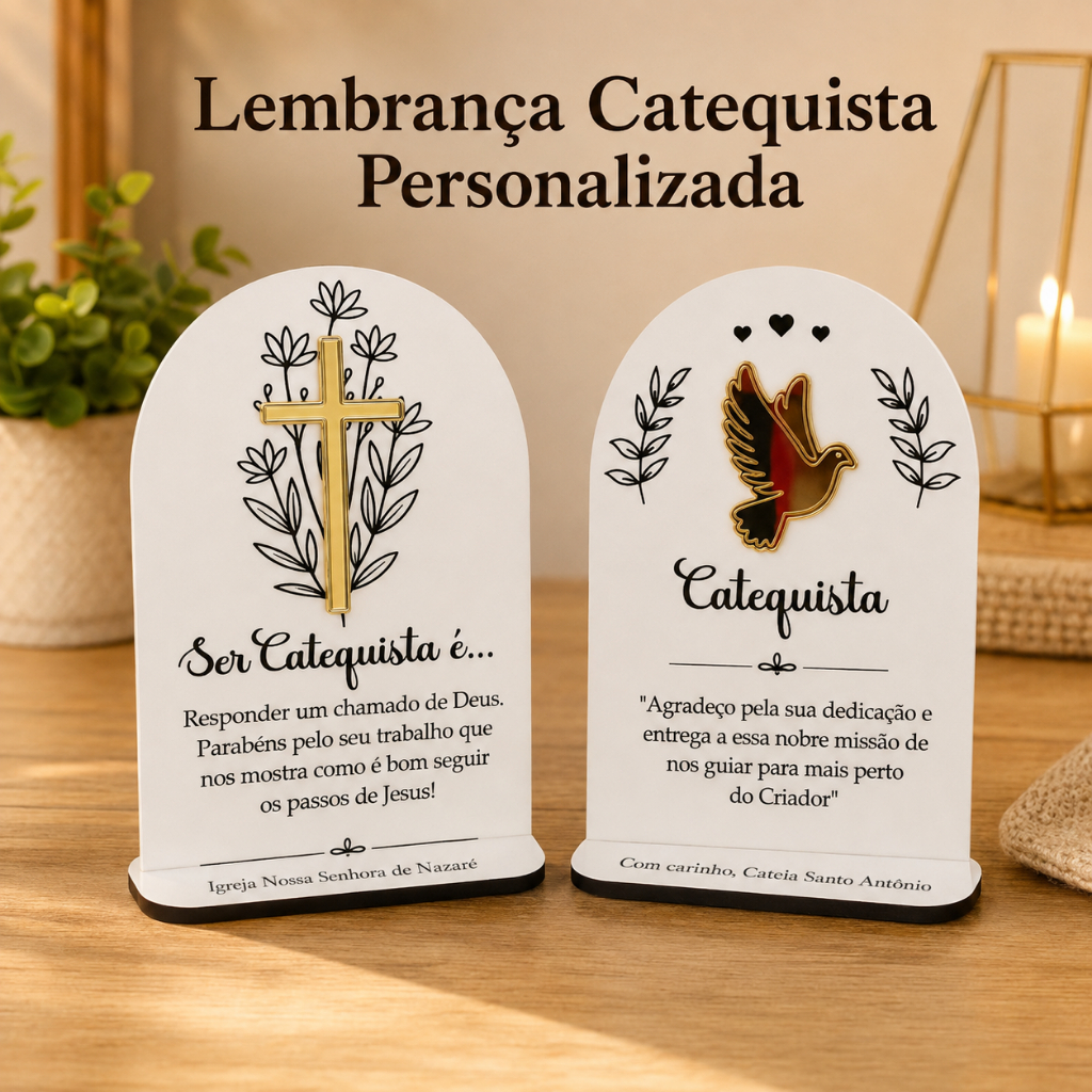 Lembrança Catequista Personalizada Mensagem de agradecimento e Ser Catequista
