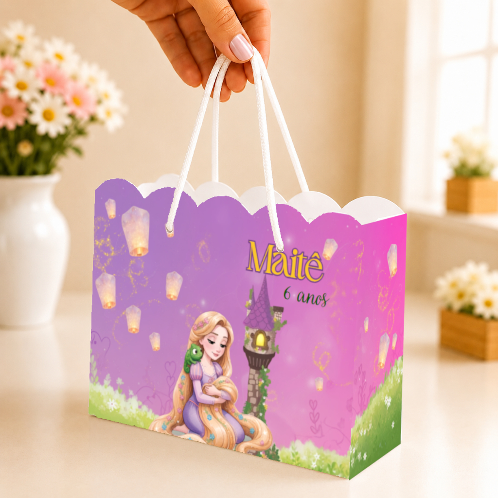 KIT Sacolinha personalizada Enrolados, rapunzel- sacola personalizada para festa - lembrancinha de aniversário