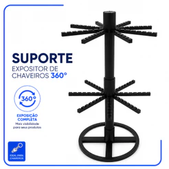 Expositor Porta Chaveiros Giratório De Mesa Display Com Base Estável e 8 Braços Para Organizar e Expor Coleções