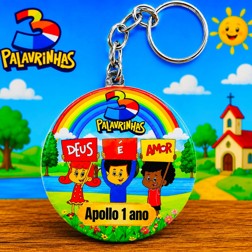 Kit Chaveiro ADESIVADO 3 PALAVRINHAS para escola, decoração, aniversário, lembrancinhas