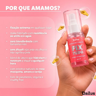 Dailus - Bruminha Fixadora de Maquiagem 40ml Pele Blindada Zero Transferência Resitente à Água Alta Fixação