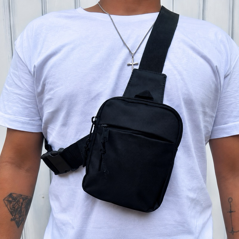 Bolsa Transversal Shoulder Bag Masculina Feminina 2 Bolsos Alça Regulável StreetBag Sling Bag