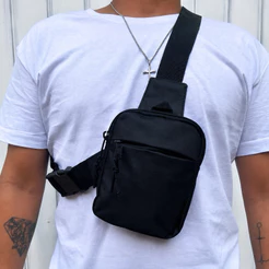 Bolsa Transversal Shoulder Bag Masculina Feminina 2 Bolsos Alça Regulável StreetBag Sling Bag