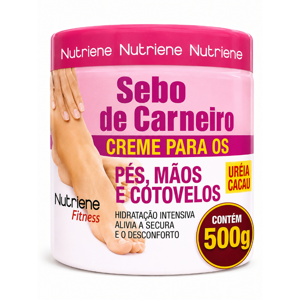 Sebo de Carneiro Creme para Pés, Mãos e Cotovelos 500g POTÃO- 1 a 3 unidades