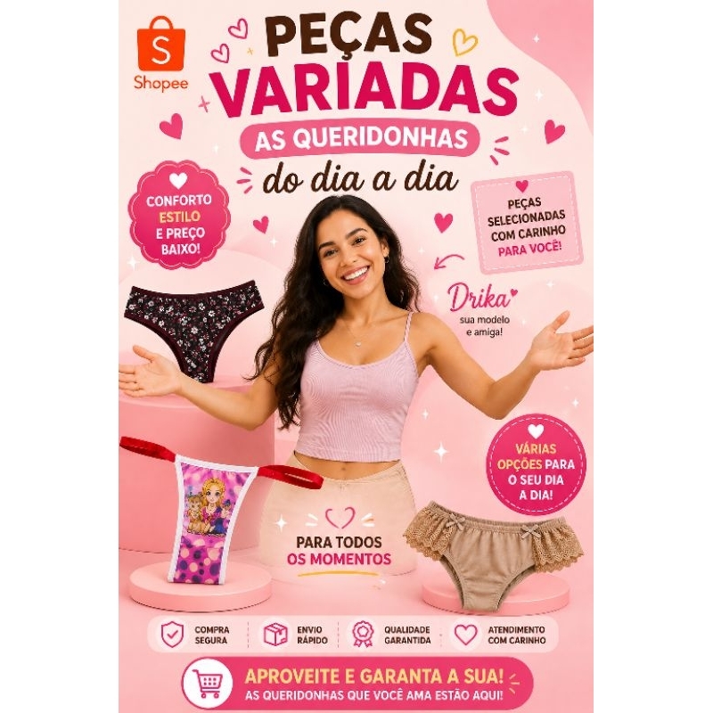 kit Com 2 Calcinhas Básica Tangas Feminina Variadas Sortidas Adulto super confortável Atacado Pacote Revenda