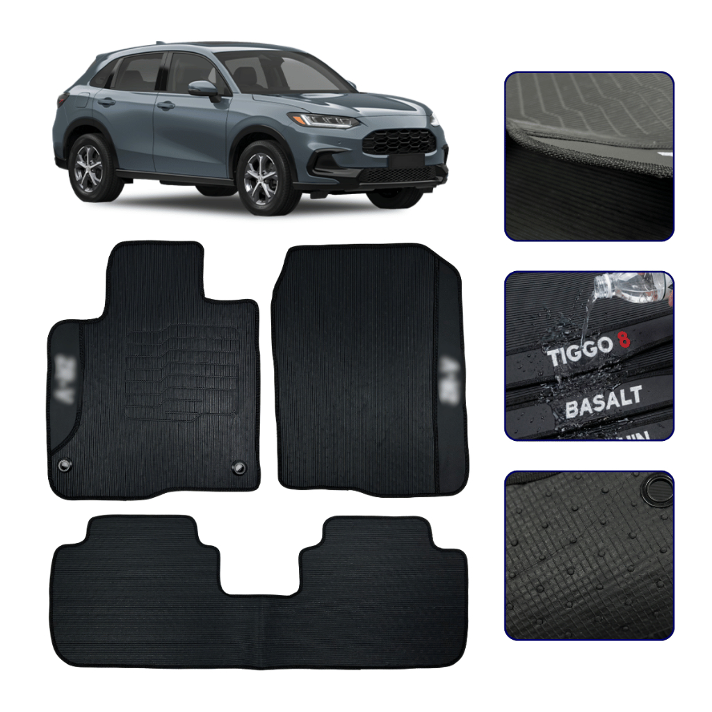 Jogo de Tapete Emborrachado Compatível com ZR-V 2024 25 26 2027 Kit Automotivo 3 Peças