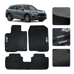 Jogo de Tapete Emborrachado Compatível com ZR-V 2024 25 26 2027 Kit Automotivo 3 Peças