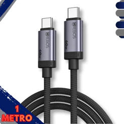 Cabo Tipo C x Tipo-C de 60w Turbo de 1 Metro Reforçado 3.1A - Notebook Celular Dados e Carregador