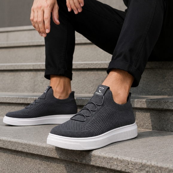 Tênis Knit Calce Fácil Casual Confortável Leve Antiderrapante