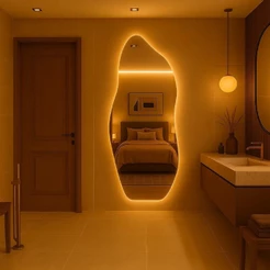 Espelho Orgânico Led Bivolt 115 cm x 40cm 150cm x 40cm 170cm x 50cm Decorativos Flame Quarto Sala Salão Loja Luxo