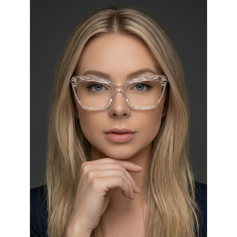 Óculos Armação Feminina Transparente Para Grau Diamante 3D