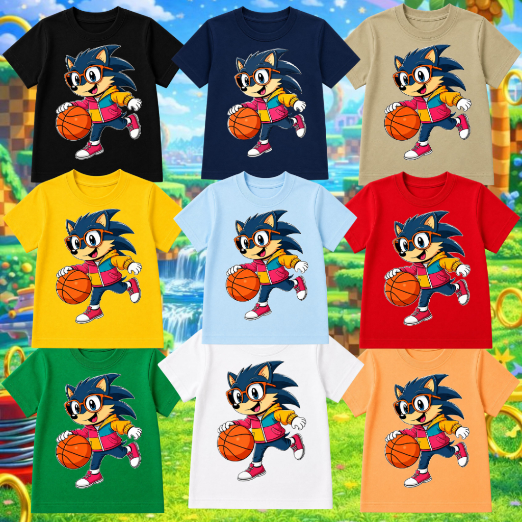 Camiseta Infantil Personagem Sonic Game Desenho Moda Kids Masculina 100% Algodão Premium Casual Confortável Fofa