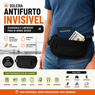 Pochete Doleira Antifurto Invisível Para Viagem Porta (RocCam Store)