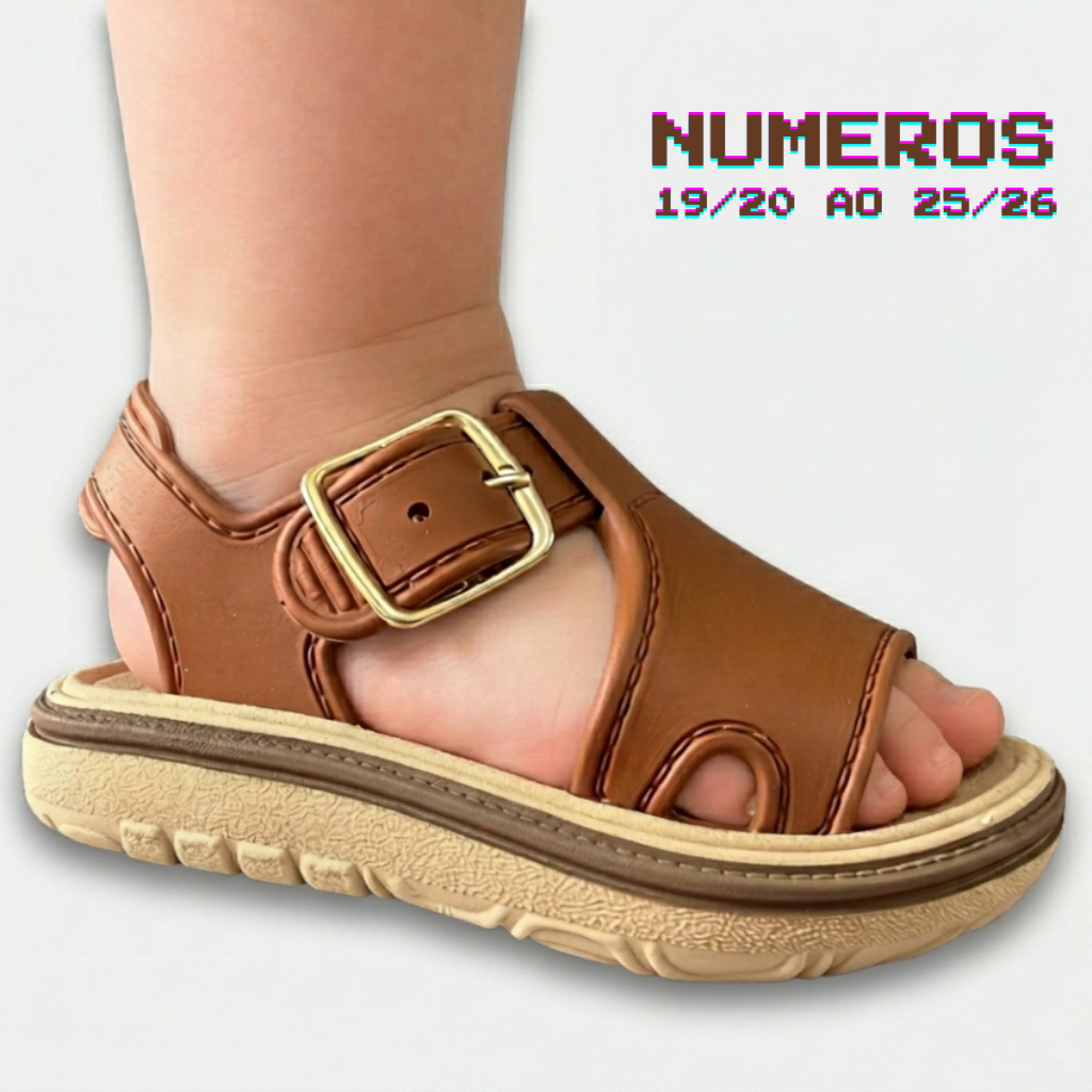 Sandalia Infantil Baby Chavenos | Chinelo Confortável para Bebê | Números 19 ao 26 | Leve e Macio - CARAMELO